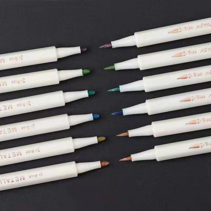 极描金属珠光笔彩色软笔毛笔10色油漆笔手帐记号笔装饰涂鸦相册笔图