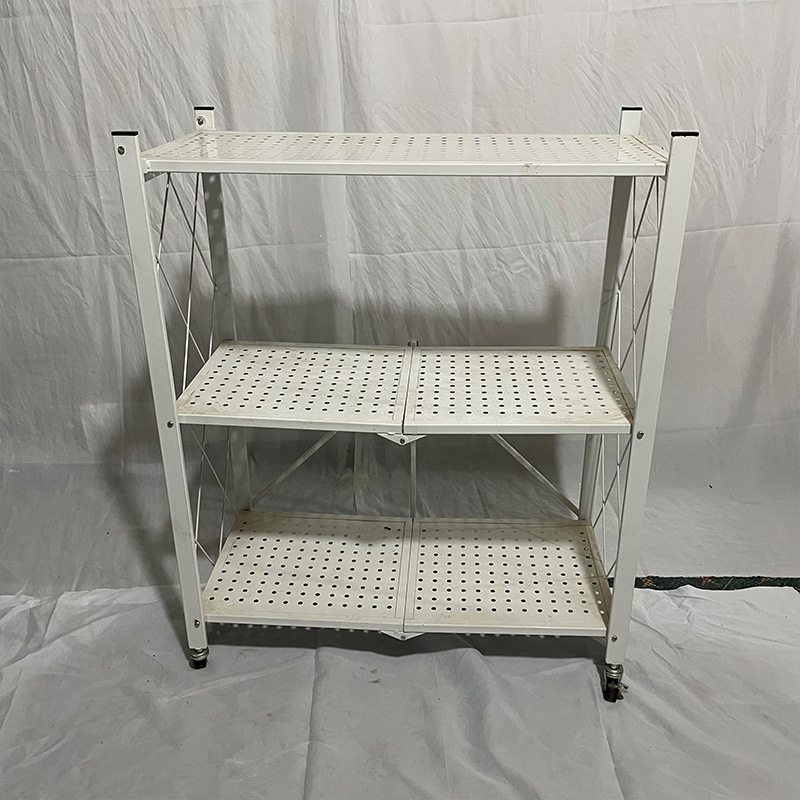 No Installation Multi-Purpose Folding Floor Storage Rack Sundries Rack Kitchen Microwave Storage Rack Foldable Storage Rack details Picture