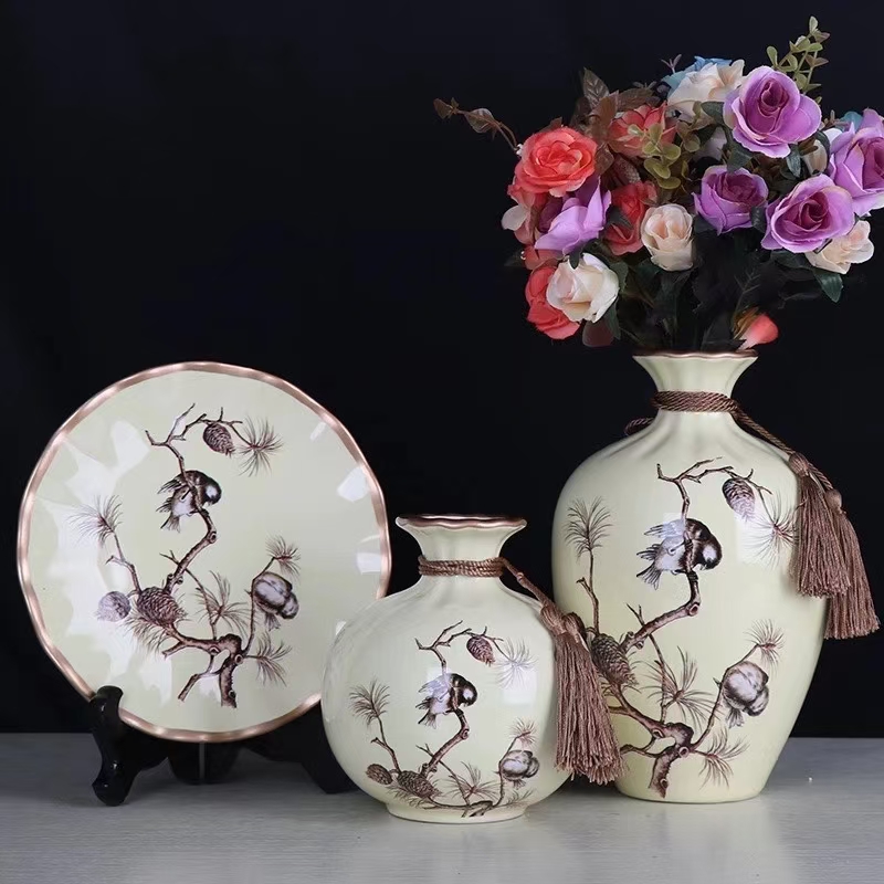 创意欧式陶瓷花瓶三件套客厅摆件装饰摆件详情图4