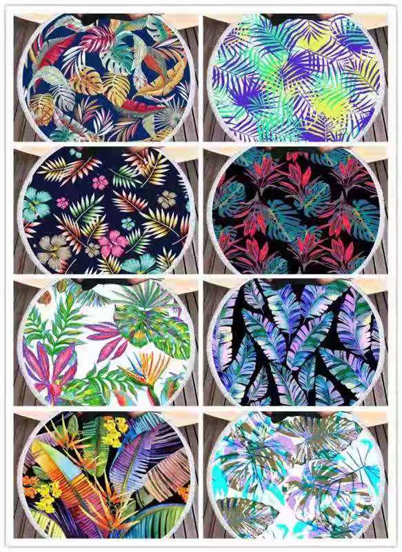 The round beach towel strap must feature a superfine fiber printed pattern, measuring 150*150cm by the seaside. Customized customer patterns are available detail image 16
