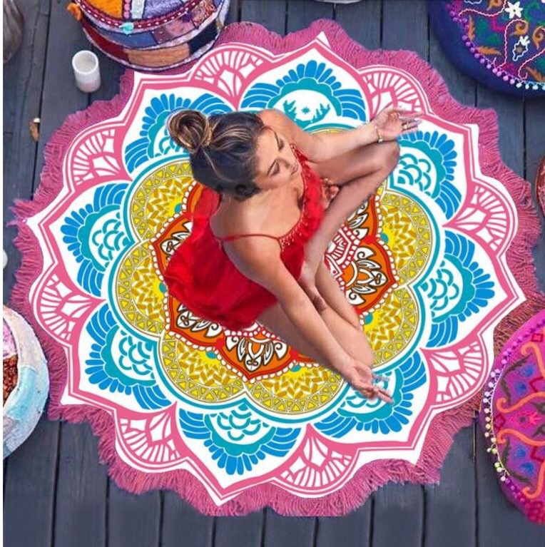 Beach towel, polyester round towel, irregular creative shape, bath towel for export to Europe and America, customizable 150*150cm, pizza, shark, avocado detail image 16