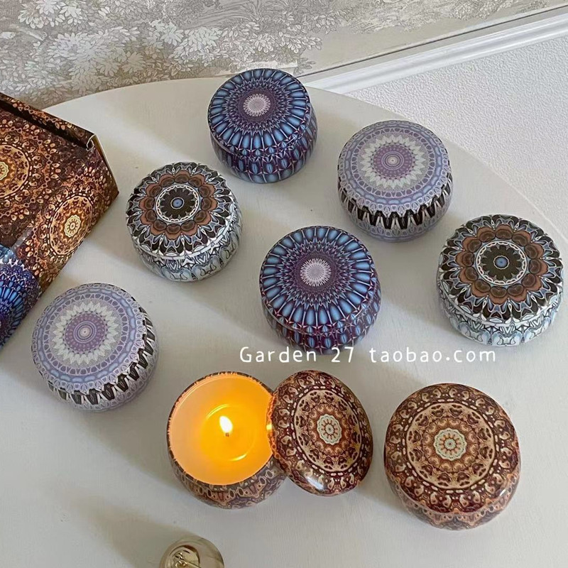 Cross-Border Large 4-Piece Gift Box With Tinplate Can Scented Candle Customization With Hand Gift Soybean Wax Fragrance Wholesale Specification drawing