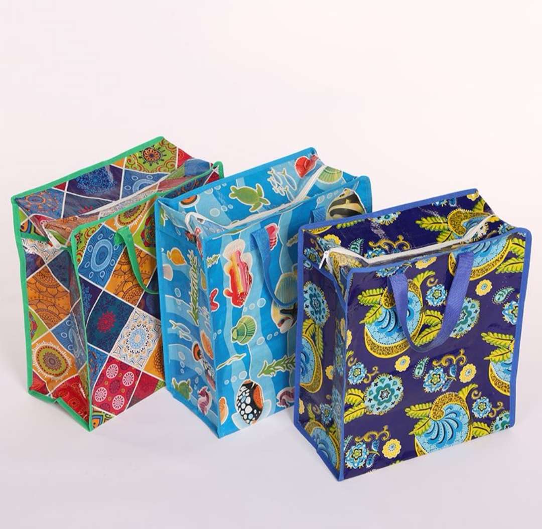 9 Woven bag factory direct sales, various patterns, moving clothes packing bags, quilt storage bags, waterproof and moisture-proof luggage bags, large moving bags... The flower shape can be chosen freely. Specification image