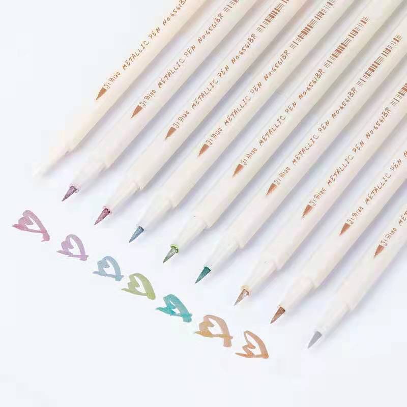 极描金属珠光笔彩色软笔毛笔10色油漆笔手帐记号笔装饰涂鸦相册笔详情图8