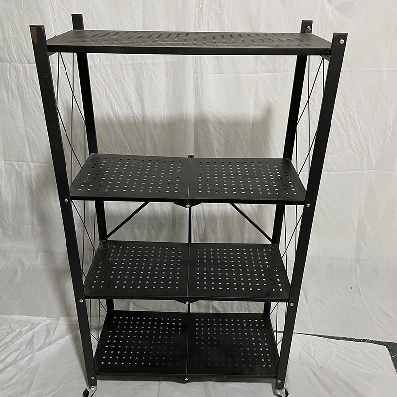No Installation Multi-Purpose Folding Floor Storage Rack Sundries Rack Kitchen Microwave Storage Rack Foldable Storage Rack full figure