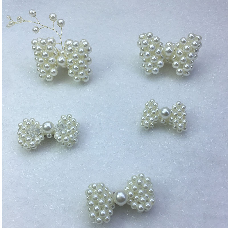 New hand-stitched fabric, pearl bow, DIY hair clip, head buckle accessories, shoes and clothing accessories