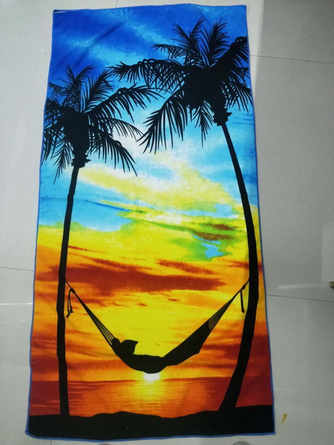 Beach towel with ultra-fine fiber printed pattern, 70*140cm by the seaside, customizable customer pattern 230gsm reactive printed bath towel detail image 5