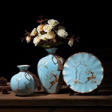 创意欧式陶瓷花瓶三件套客厅摆件装饰摆件