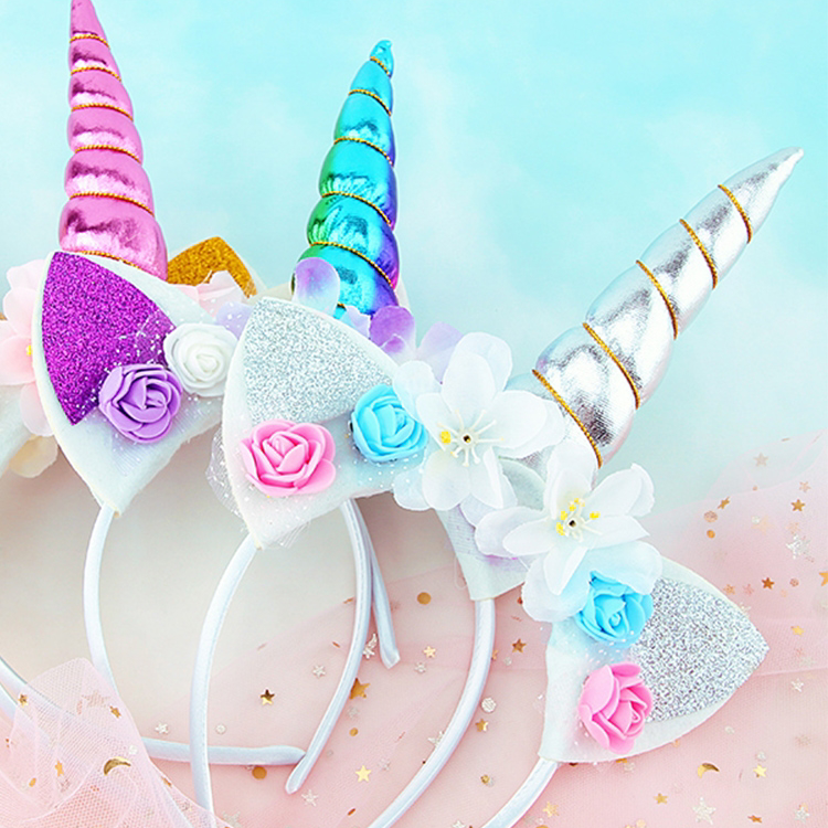 Unicorn Flower Headband Hair Card Children's gift Headband Headband Cute Girl Baby Hair accessory Student Headband 115