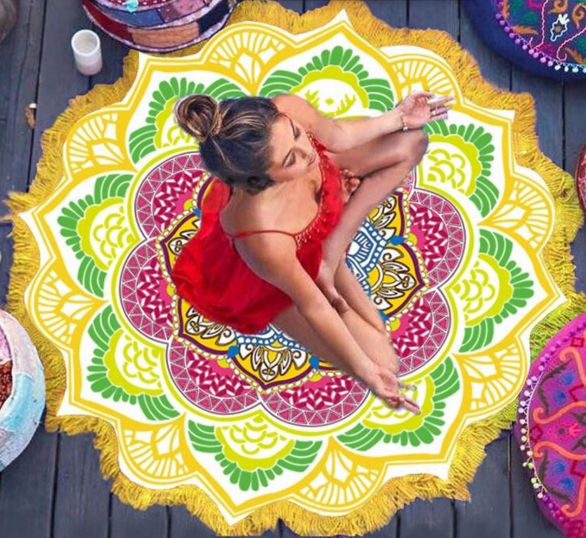 Beach towel, polyester round towel, irregular creative shape, bath towel for export to Europe and America, customizable 150*150cm, pizza, shark, avocado detail image 15