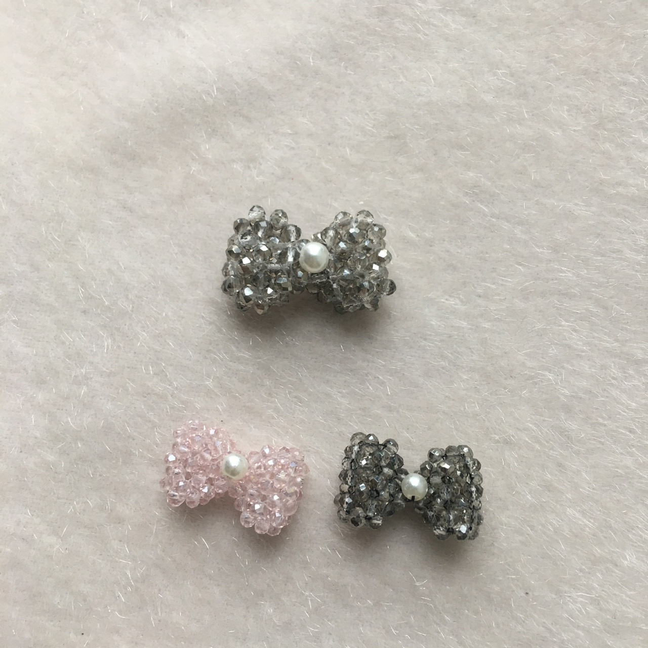 Crystal bow hair accessory, hand-woven beaded crystal hair clip, heart-shaped hair clip