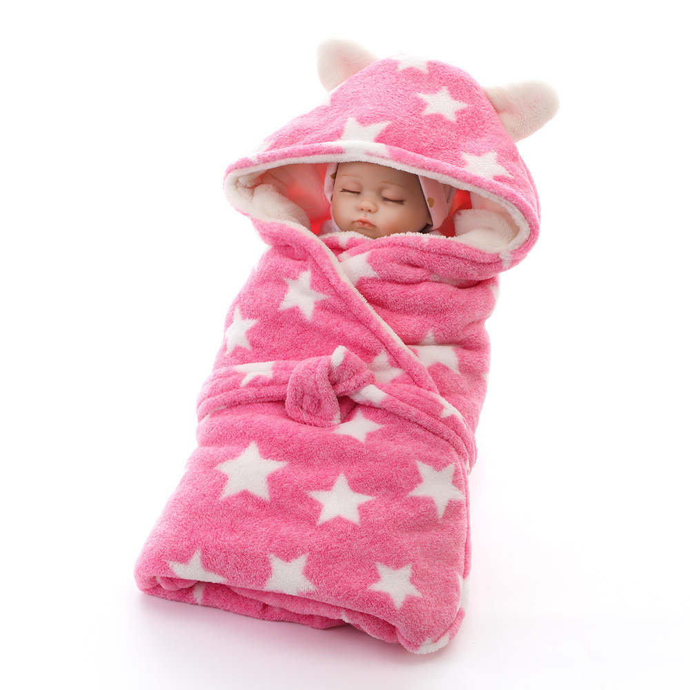 婴幼儿童抱毯印花襁褓保暖睡袋舒棉绒双层加厚宝宝外出抱被毯子详情图12