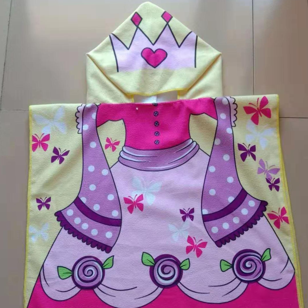 Bathrobe, blanket, beach towel, ultra-fine fiber printed pattern, seaside windproof and absorbent bath towel, 60*120cm, customizable customer pattern, 260gsm, children's printed bathrobe