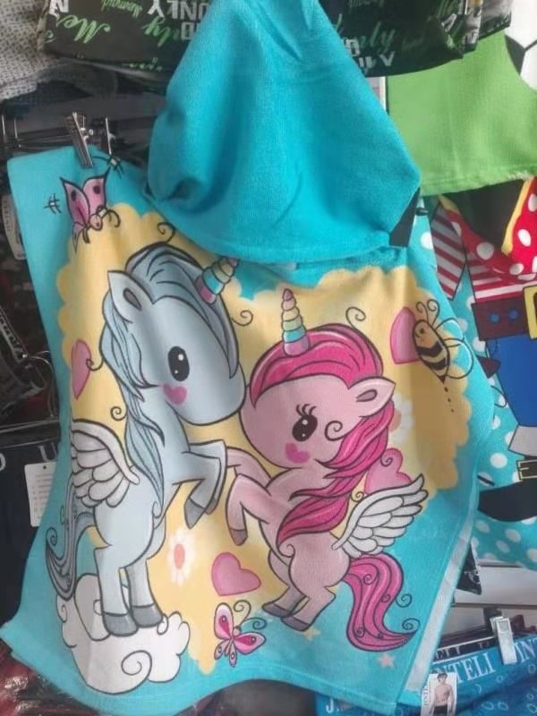 Bathrobe, blanket, beach towel, ultra-fine fiber printed pattern, seaside windproof and absorbent bath towel, 60*120cm, customizable customer pattern, 260gsm, children's printed bathrobe Specification image