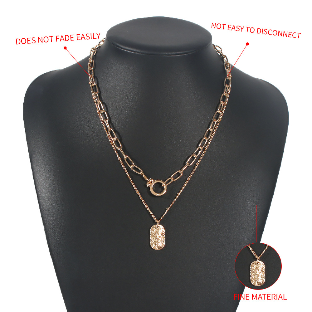 N7904 Cross-border bestseller, elegant collarbone chain, European and American geometric retro necklace, niche high-end sweater necklace detail image 2