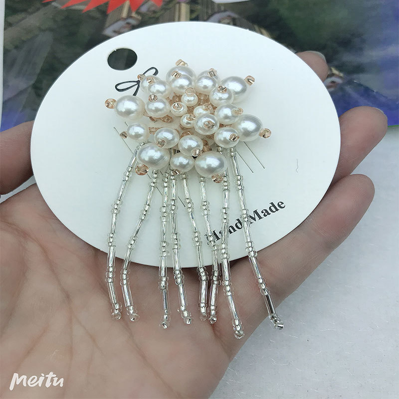 Pearl crystal two-color starry sky pendant, DIY duck clip earrings, brooch accessories, shoes and clothing accessories Specification image