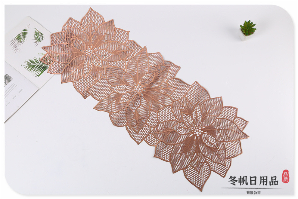 European and American pvc Western placemats, hollowed-out light luxury table flags, household thickened hotel anti-slip bowl MATS, heat insulation MATS, table MATS detail image 11