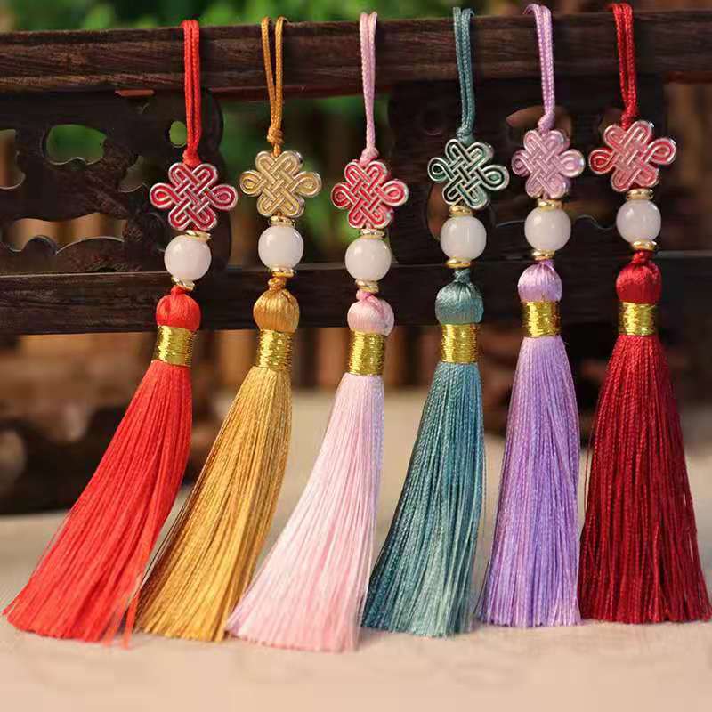 2021 new style factory direct wholesale of raw materials for Chinese knot gifts, double tassels Specification image
