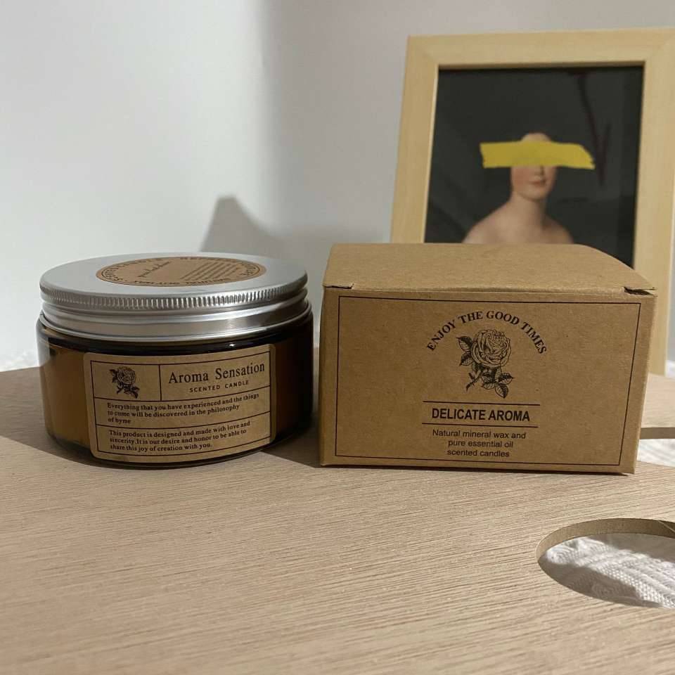 Kraft Paper Box Packaging Flameless Glass Candle Indoor Aromatherapy Romantic Hand Gift Candle Wholesale details Picture