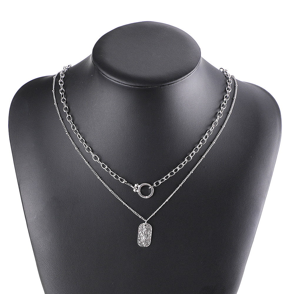 N7904 Cross-border bestseller, elegant collarbone chain, European and American geometric retro necklace, niche high-end sweater necklace detail image 3