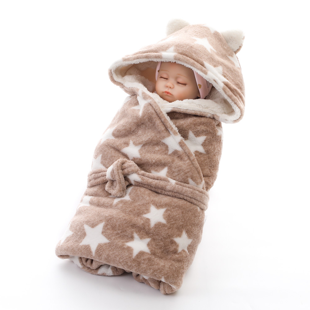 婴幼儿童抱毯印花襁褓保暖睡袋舒棉绒双层加厚宝宝外出抱被毯子详情图14
