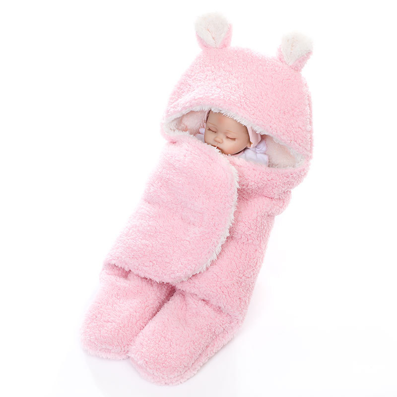 婴幼儿童抱毯襁褓保暖睡袋舒棉绒双层加厚宝宝外出抱被毯子小熊详情图2