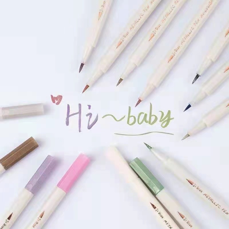 极描金属珠光笔彩色软笔毛笔10色油漆笔手帐记号笔装饰涂鸦相册笔白底实物图