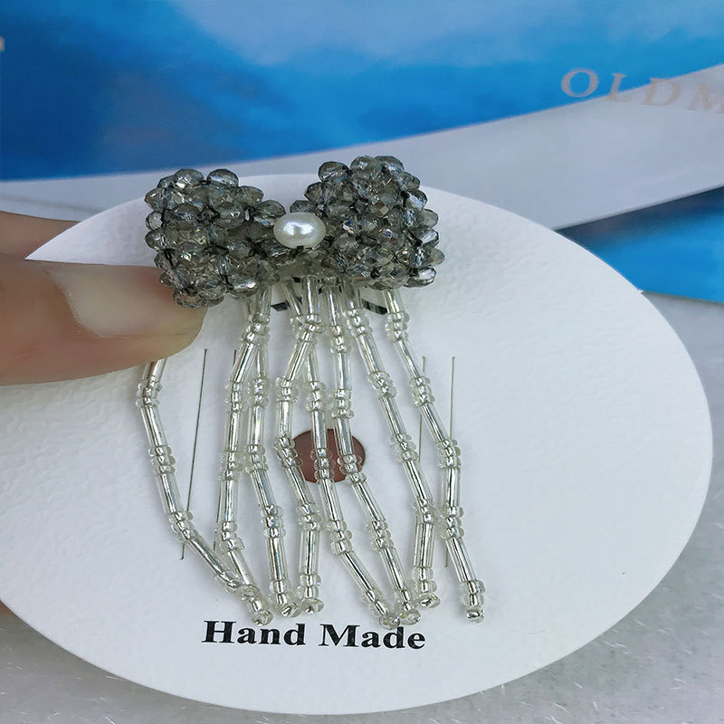 Crystal double-layer bow pendant, DIY duck clip earrings, brooch accessories, shoes and clothing accessories details Picture