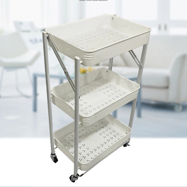 Free Installation Of Movable Folding Storage Rack Kitchen Living Room Bathroom Storage Rack Multi-Layer Trolley Storage Rack