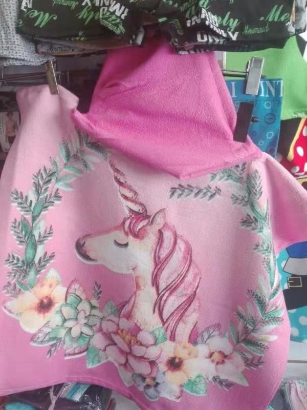 Bathrobe, blanket, beach towel, ultra-fine fiber printed pattern, seaside windproof and absorbent bath towel, 60*120cm, customizable customer pattern, 260gsm, children's printed bathrobe detail image 8