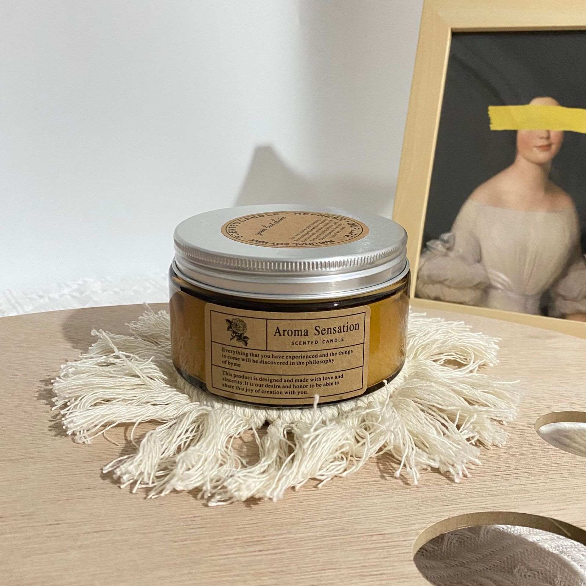 Kraft Paper Box Packaging Flameless Glass Candle Indoor Aromatherapy Romantic Hand Gift Candle Wholesale