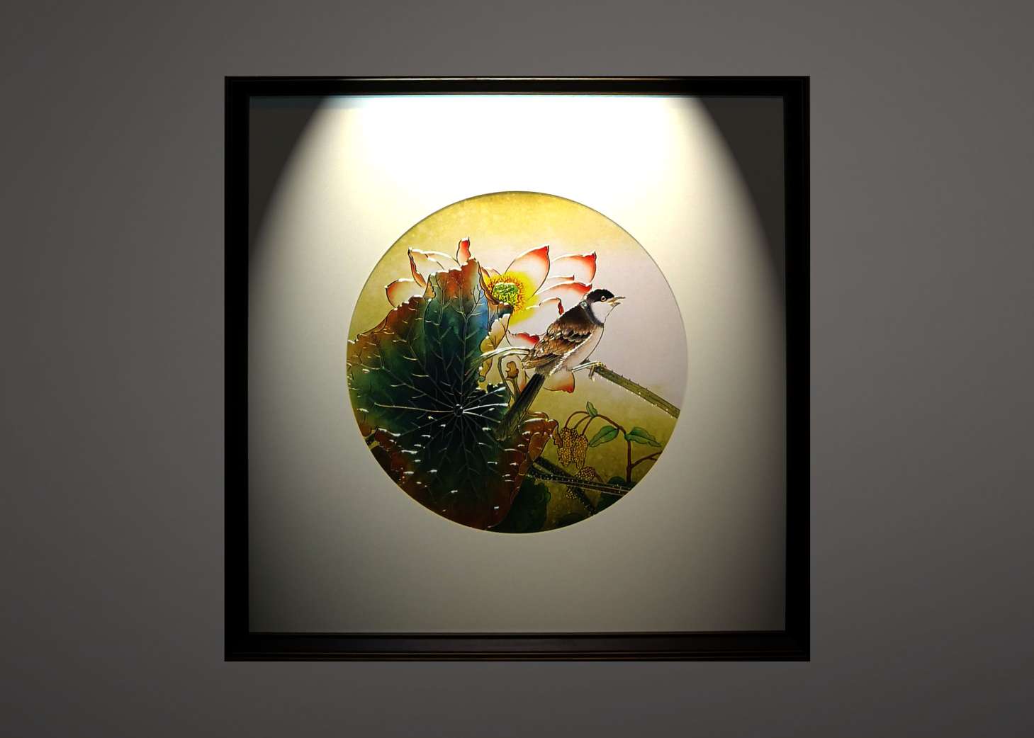 高端中国风铜雕画 荷花翠鸟详情3