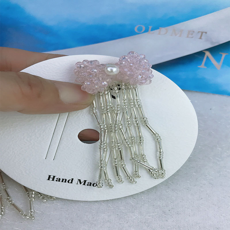 Crystal double-layer bow pendant, DIY duck clip earrings, brooch accessories, shoes and clothing accessories Item Picture