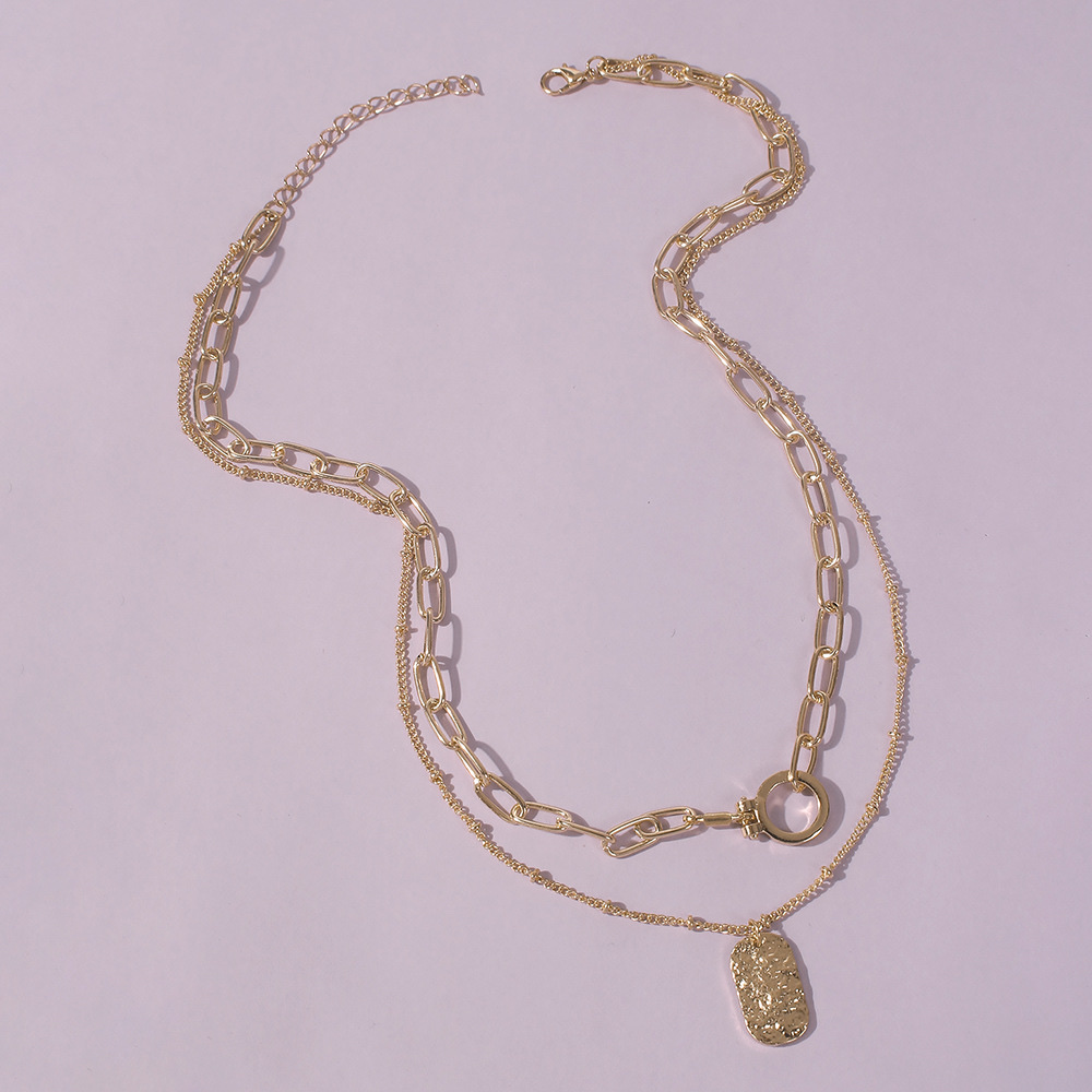 N7904 Cross-border bestseller, elegant collarbone chain, European and American geometric retro necklace, niche high-end sweater necklace detail image 1