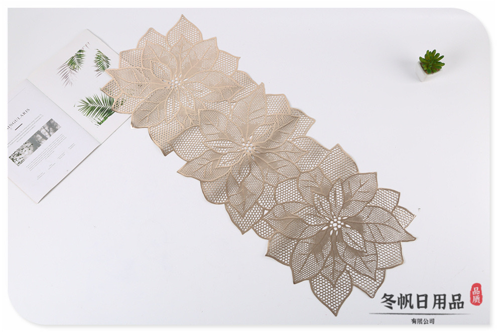 European and American pvc Western placemats, hollowed-out light luxury table flags, household thickened hotel anti-slip bowl MATS, heat insulation MATS, table MATS detail image 12