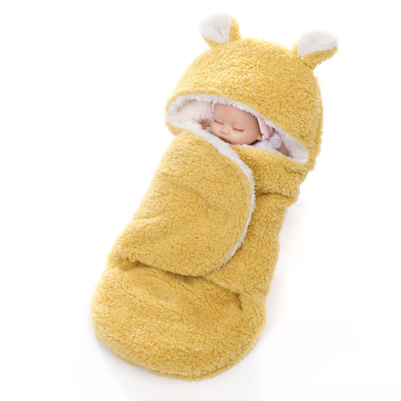 婴幼儿童抱毯襁褓保暖睡袋舒棉绒双层加厚宝宝外出抱被毯子小熊详情图3