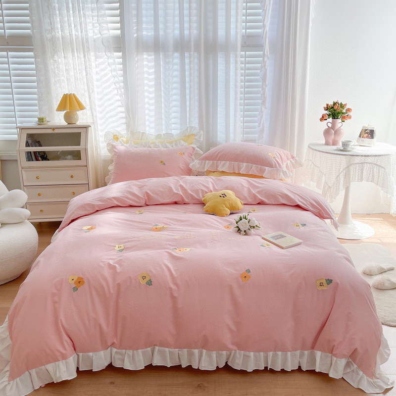 水洗棉刺绣荷叶款细节图