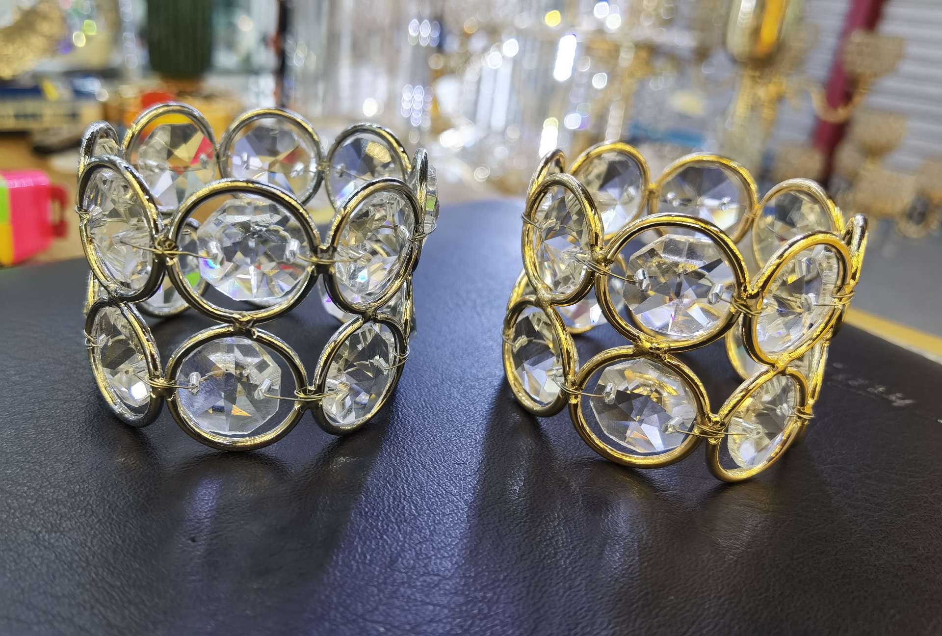 Crystal iron napkin ring, electroplated metal napkin buckle, table and tableware set, decorative handicrafts, Wanfu Crystal 0089 details Picture