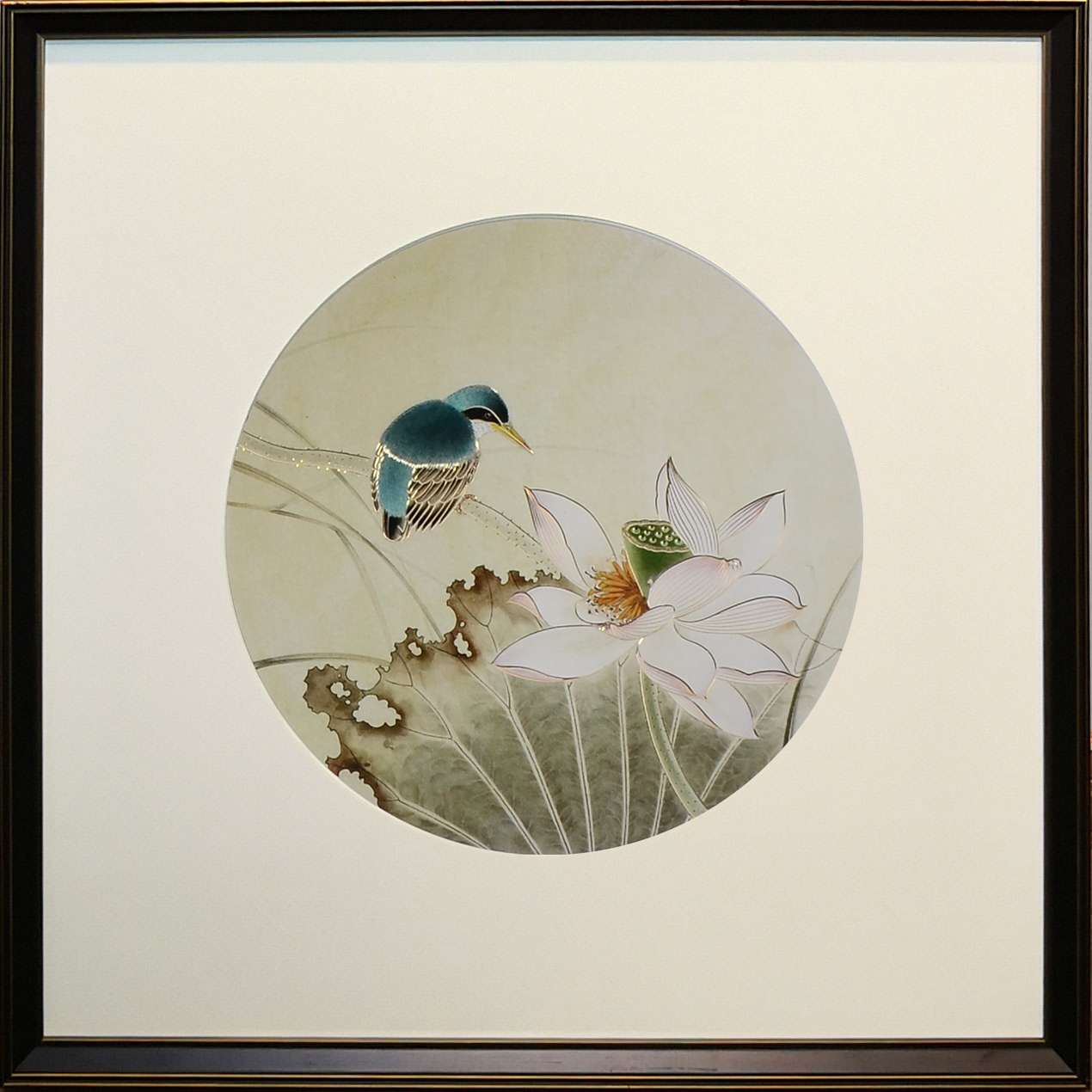 高端中国风铜雕画 荷花翠鸟详情5