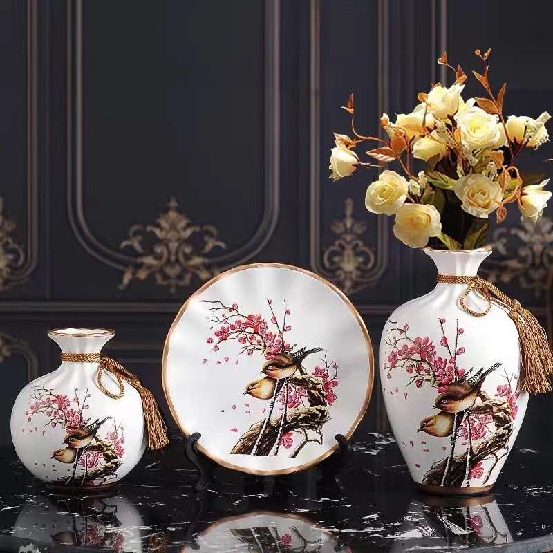 创意欧式陶瓷花瓶三件套客厅摆件装饰摆件详情图2
