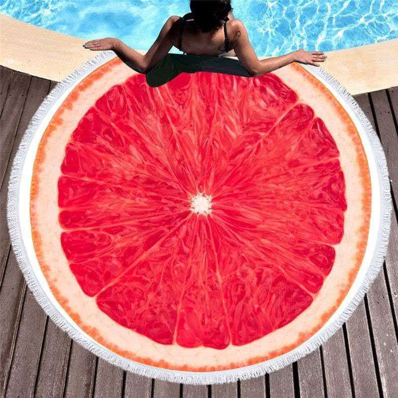 The round beach towel strap must feature a superfine fiber printed pattern, measuring 150*150cm by the seaside. Customized customer patterns are available detail image 19