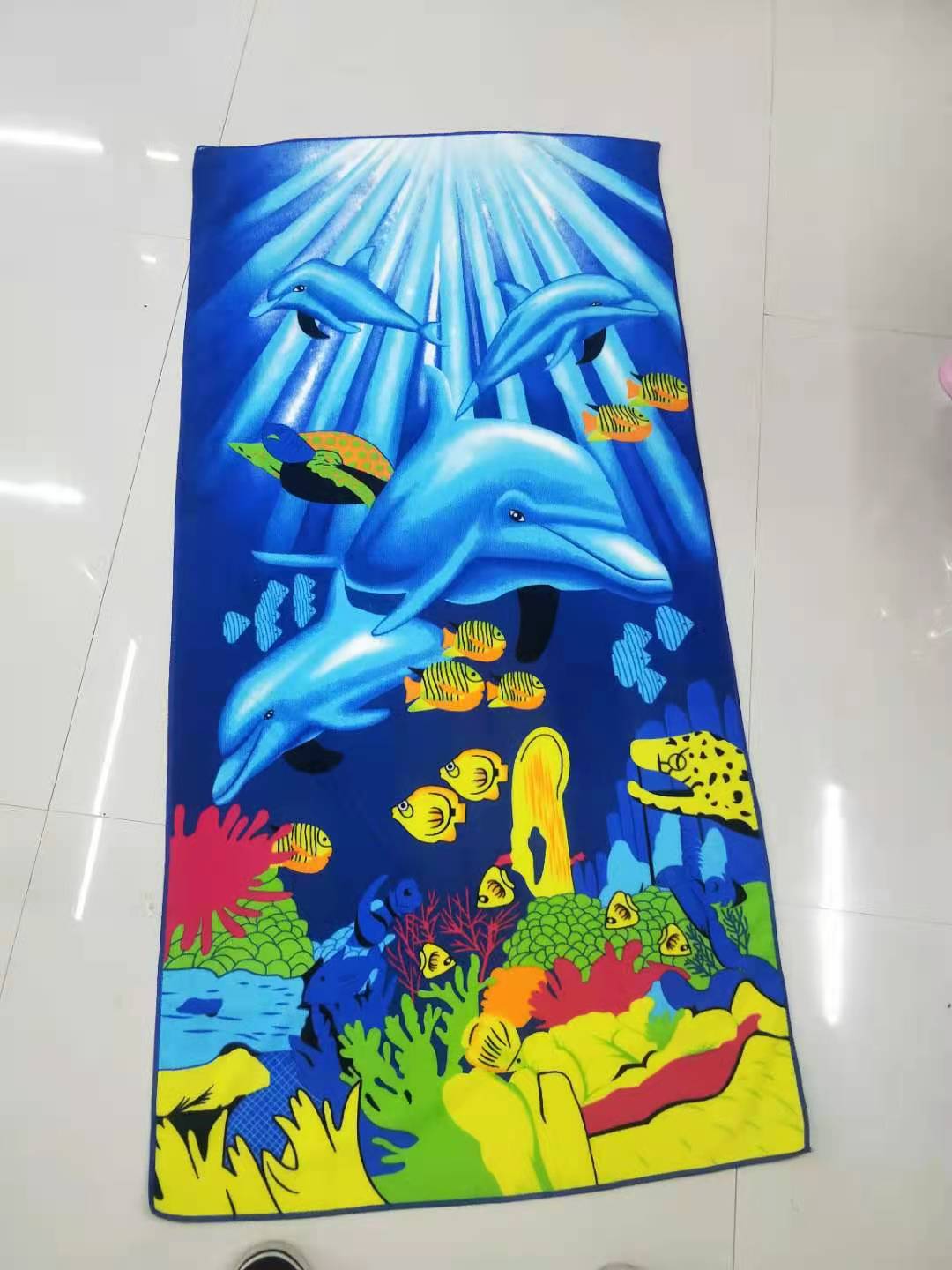Beach towel with ultra-fine fiber printed pattern, 70*140cm by the seaside, customizable customer pattern 230gsm reactive printed bath towel detail image 7