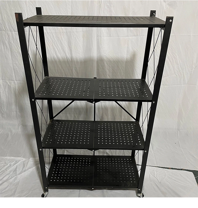 No Installation Multi-Purpose Folding Floor Storage Rack Sundries Rack Kitchen Microwave Storage Rack Foldable Storage Rack undefined