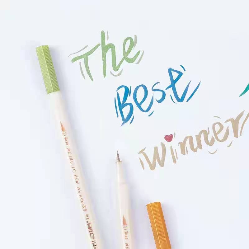 极描金属珠光笔彩色软笔毛笔10色油漆笔手帐记号笔装饰涂鸦相册笔详情图6