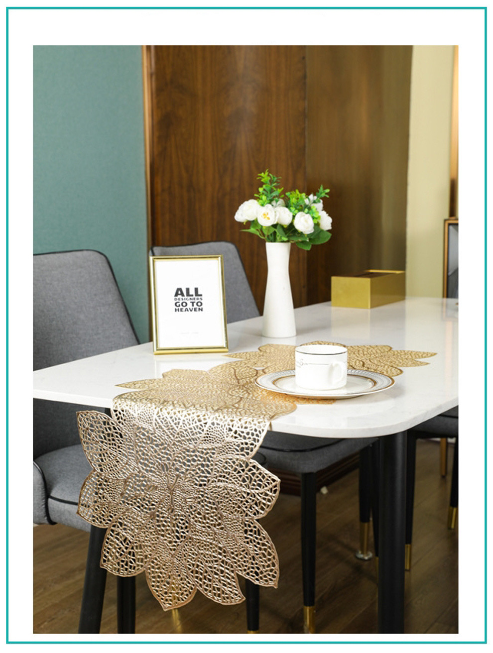 European and American pvc Western placemats, hollowed-out light luxury table flags, household thickened hotel anti-slip bowl MATS, heat insulation MATS, table MATS detail image 9