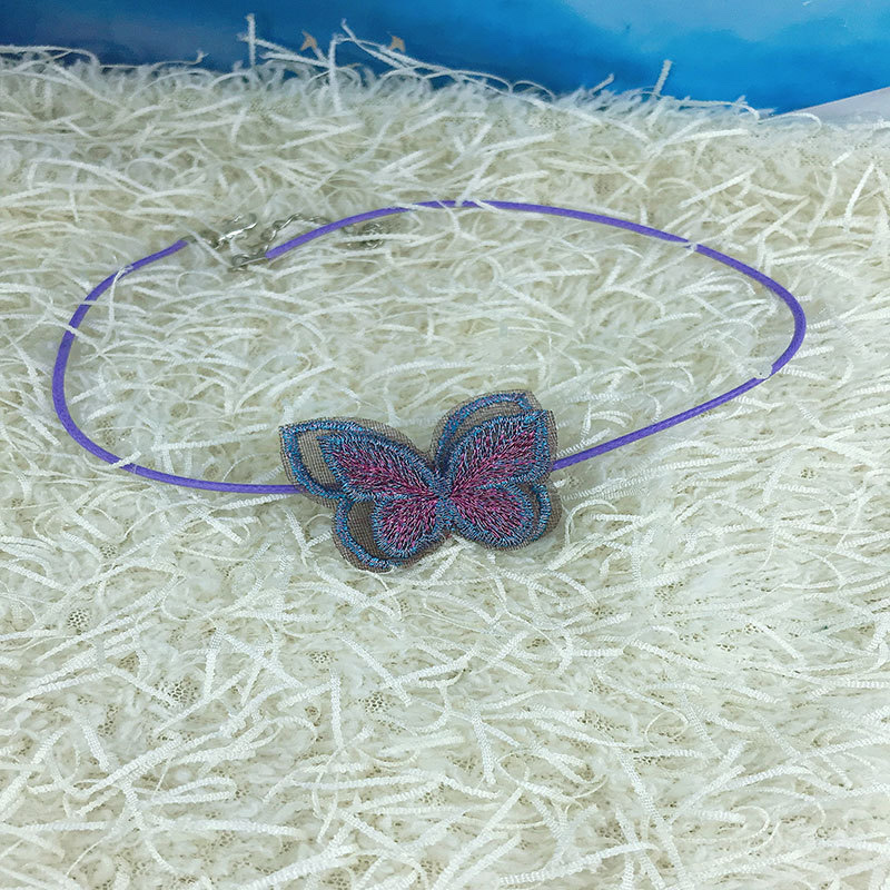 Super fairy Internet celebrity spring and summer small embroidered butterfly collar, lace embroidered neck accessory, choker necklace, collarbone chain Specification image