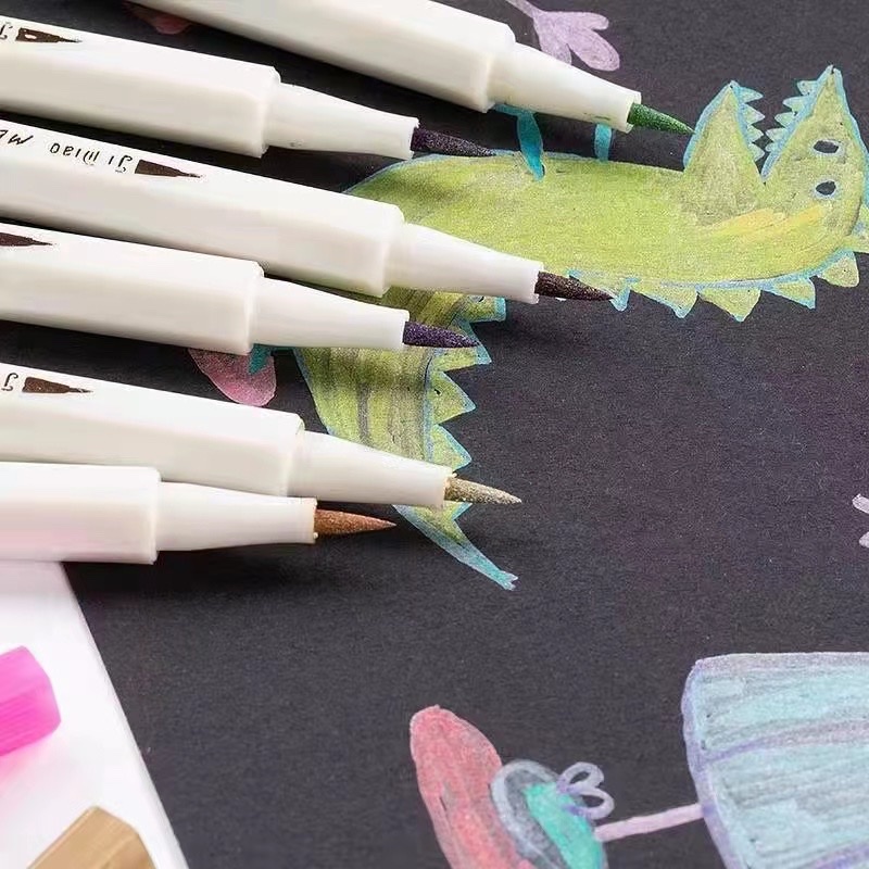 极描金属珠光笔彩色软笔毛笔10色油漆笔手帐记号笔装饰涂鸦相册笔细节图