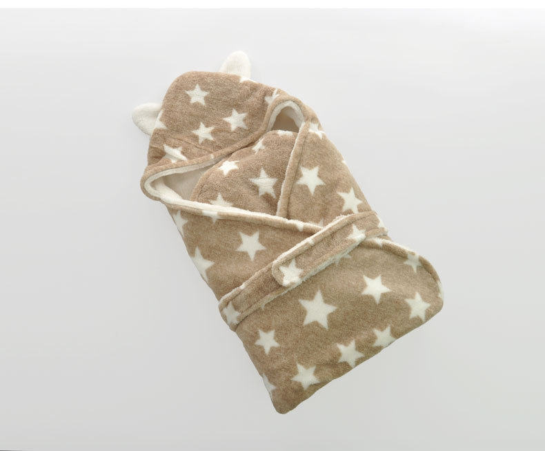 婴幼儿童抱毯印花襁褓保暖睡袋舒棉绒双层加厚宝宝外出抱被毯子详情图1