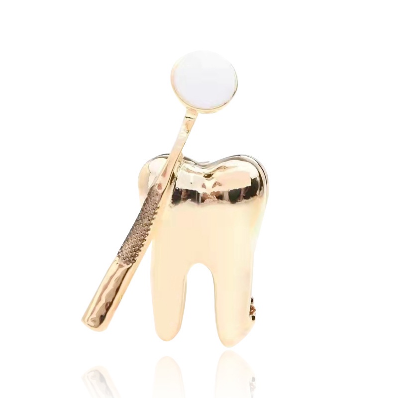 New simple medical brooch shirt coat dress Decorative Creative clothing Teeth Dental mirror brooch