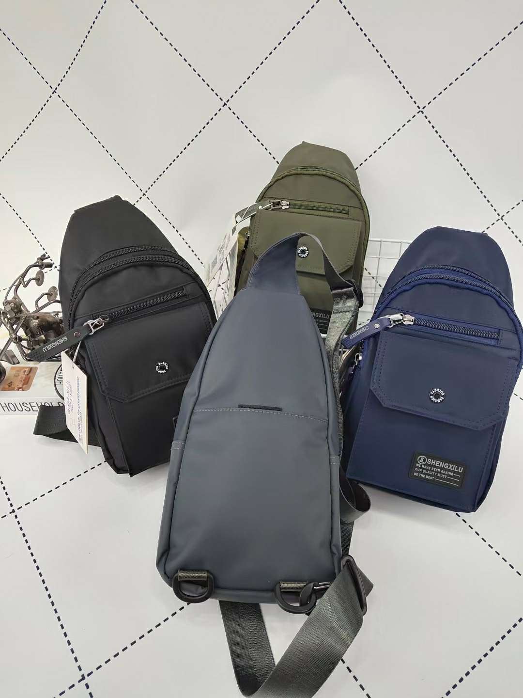 Men's Chest Bag, Waterproof Nylon details Picture